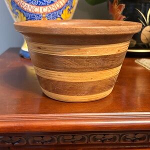 Vintage handmade Striped Wooden Bowl